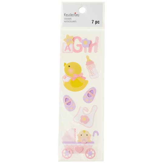 12 Pack: Baby Girl Dimensional Stickers by Recollections&#x2122;